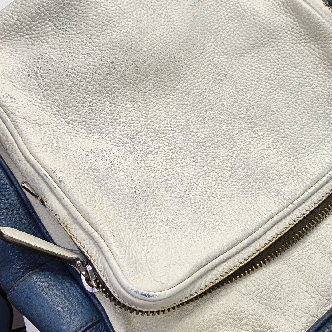PRADA Tote bag White Calfskin Leather Monogrammed Single Shoulder Bag Silver Hardware-(SKU)-956075767