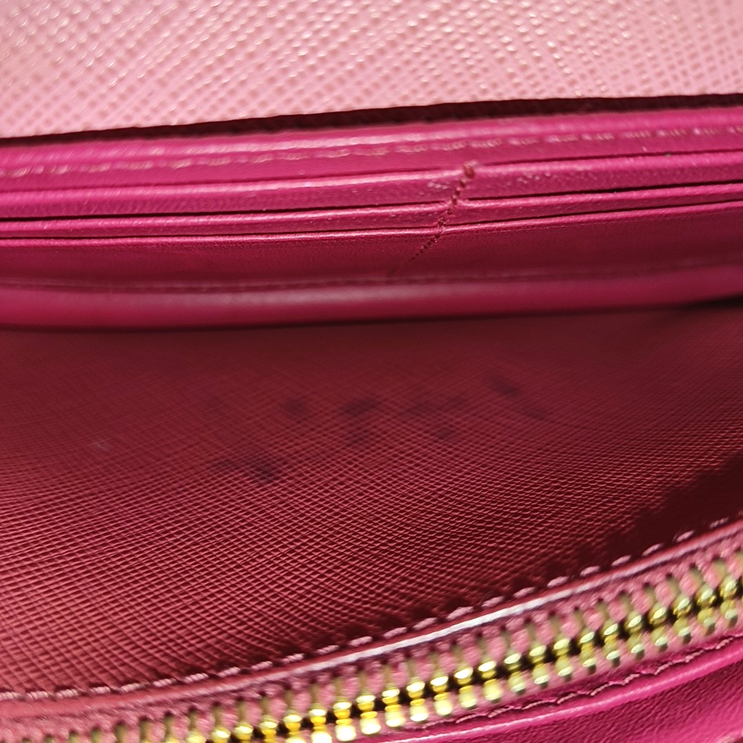 PRADA Pink cowhide cross-grain shoulder bag/handbag/crossbody bag Golden hardware Removable shoulder strap-(SKU)-960391827