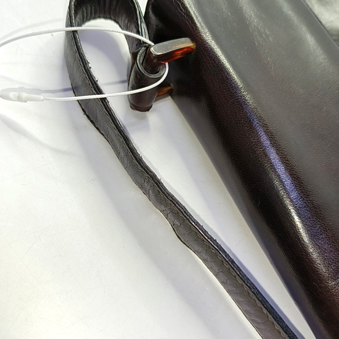 PRADA Dark Brown Leather Handbag Brown Hardware-(SKU)-954064287