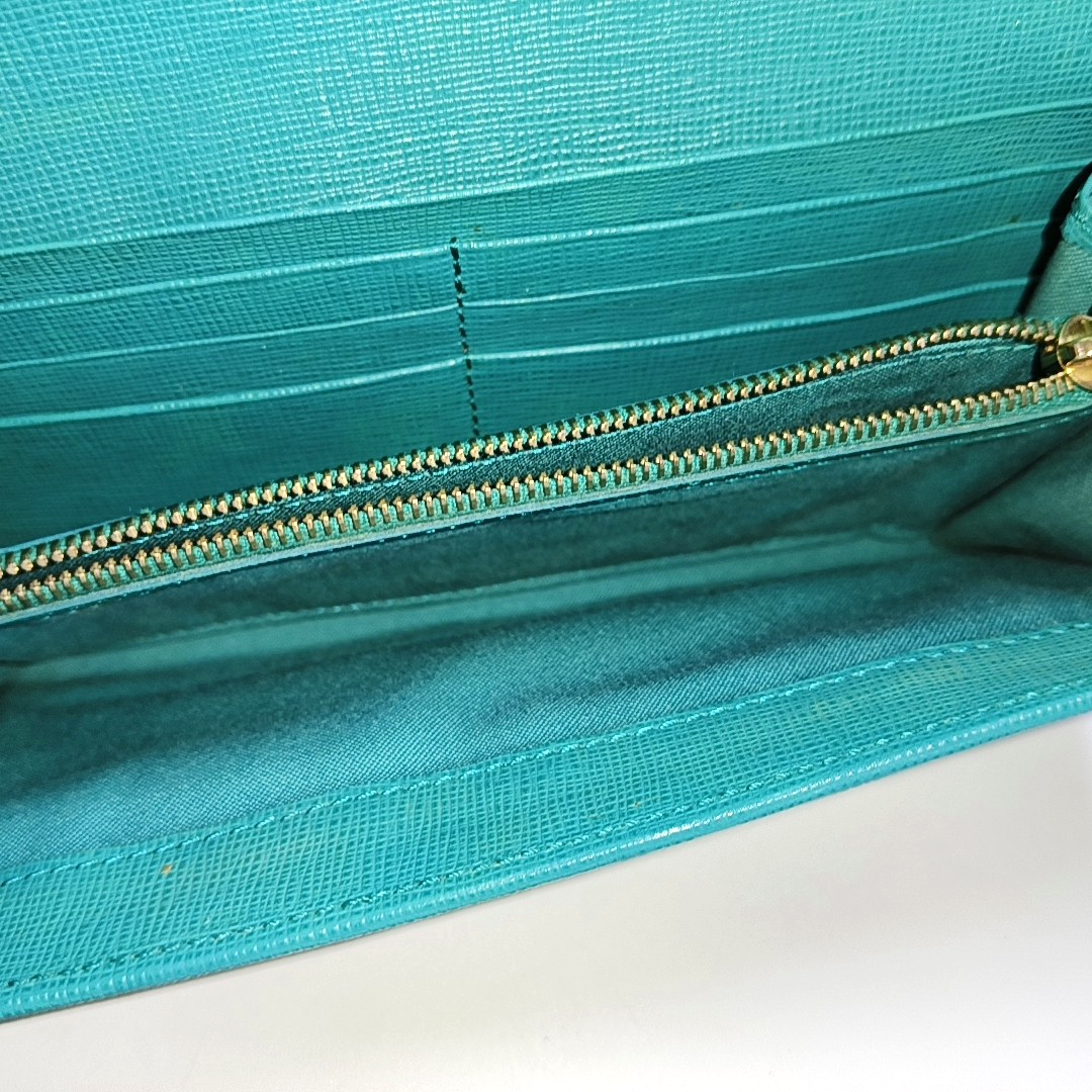 FENDI Blue Green Leather Wallet Golden hardware-(SKU)-958576220