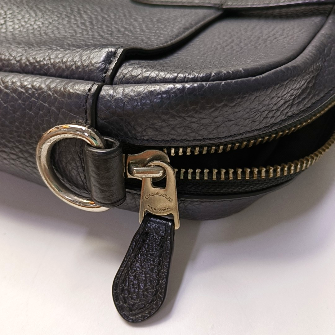 COACH Black Leather Single Shoulder Bag Silver Hardware Removable shoulder strap-(SKU)-951908313