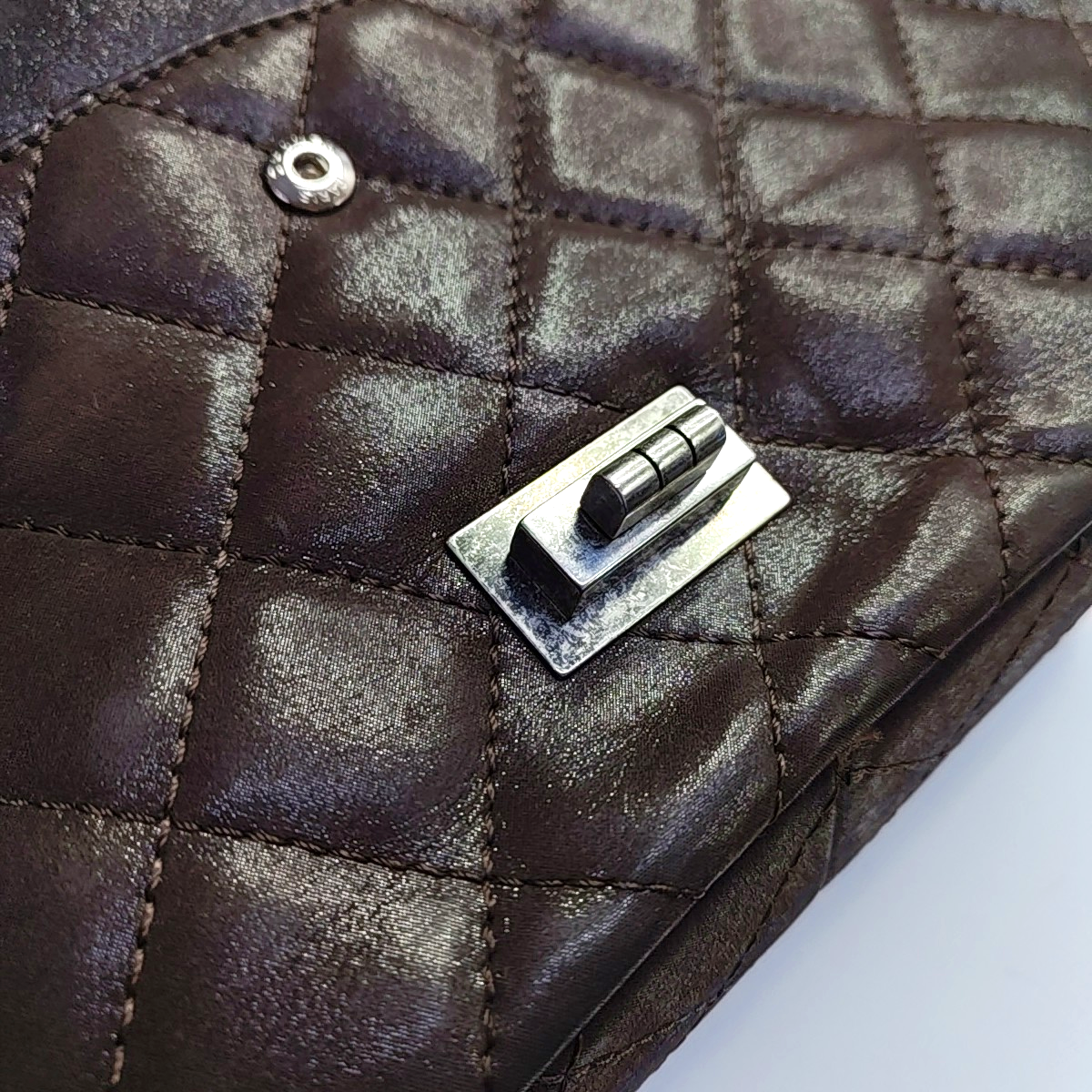 CHANEL 2.55 Maxi Super Large Dark Brown Calfskin Quilted Matelassé Shoulder Bag Crossbody Bag Rutenium Hardware 14 Clasp-(SKU)-963671431