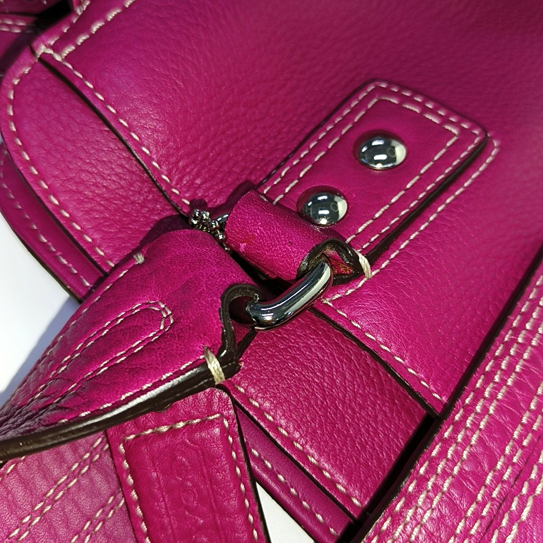 COACH Tote bag Hot Pink Leather Shoulder and Handbag Silver Hardware-(SKU)-933278329