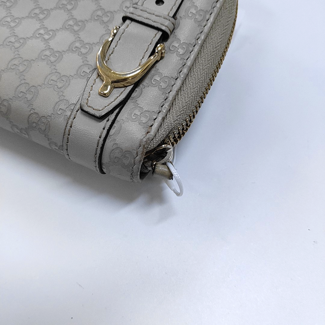 GUCCI Gray Cowhide Monogrammed Embossed Wallet Golden hardware-(SKU)-959914581