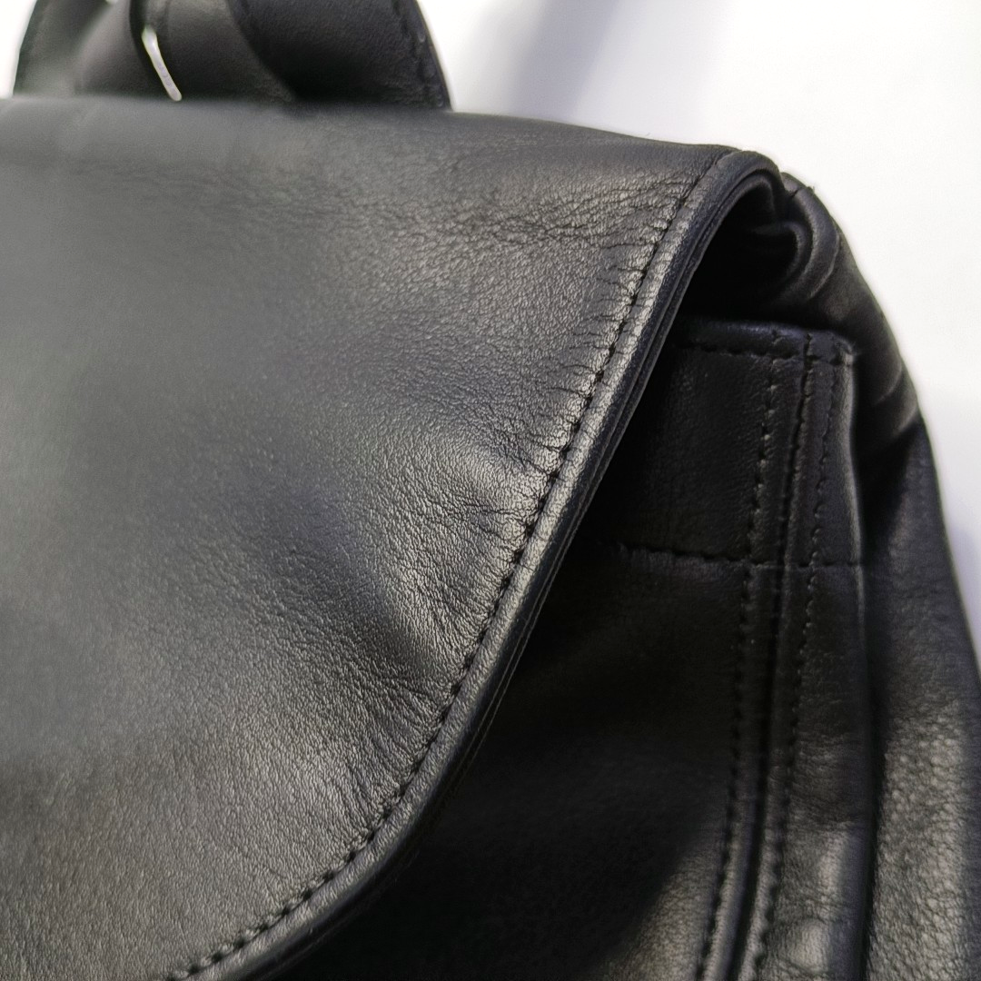 COACH Black Leather Backpack Tote Bag Golden hardware-(SKU)-930797685