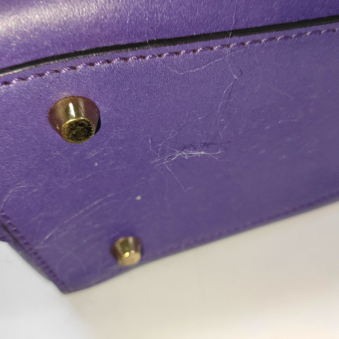 MCM Purple Leather Single Shoulder Bag Handbag Crossbody Bag Golden hardware Removable shoulder strap-(SKU)-14183353