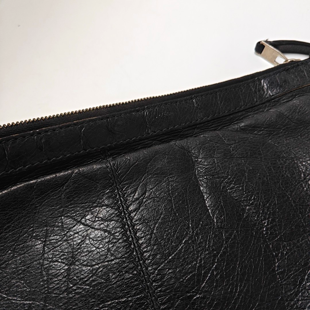 BALENCIAGA Classic City Medium size Black Lamb Skin Biker Bag, Handbag Silver Hardware-(SKU)-952449143