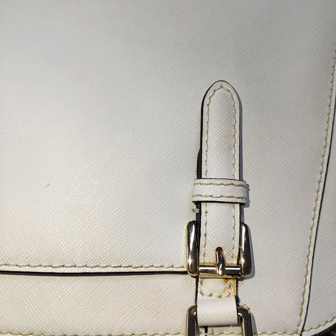 MICHAEL KORS Tote bag White Leather Patchwork Inset Crossbody Single Shoulder Bag Handbag Golden hardware Removable shoulder strap-(SKU)-932783856