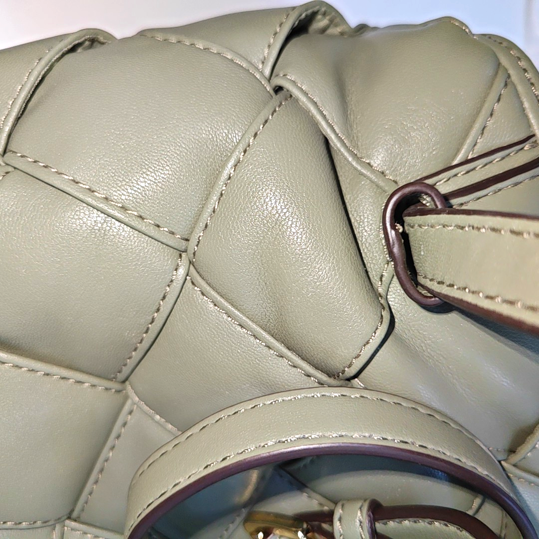 MICHAEL KORS Small size Green Lamb Leather Braided Backpack Golden hardware-(SKU)-936597002