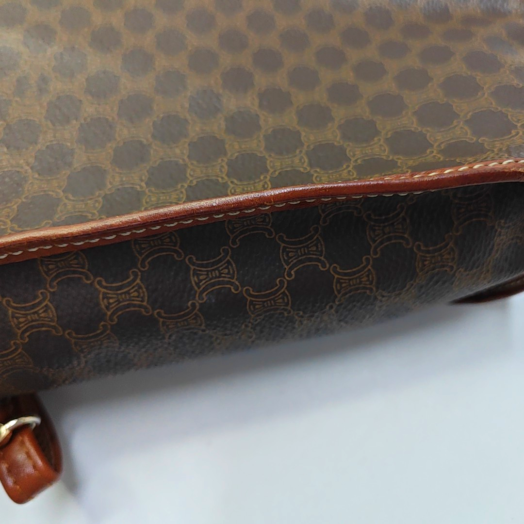 CELINE Brown Coated Canvas Triumph Clutch Golden hardware-(SKU)-946249949