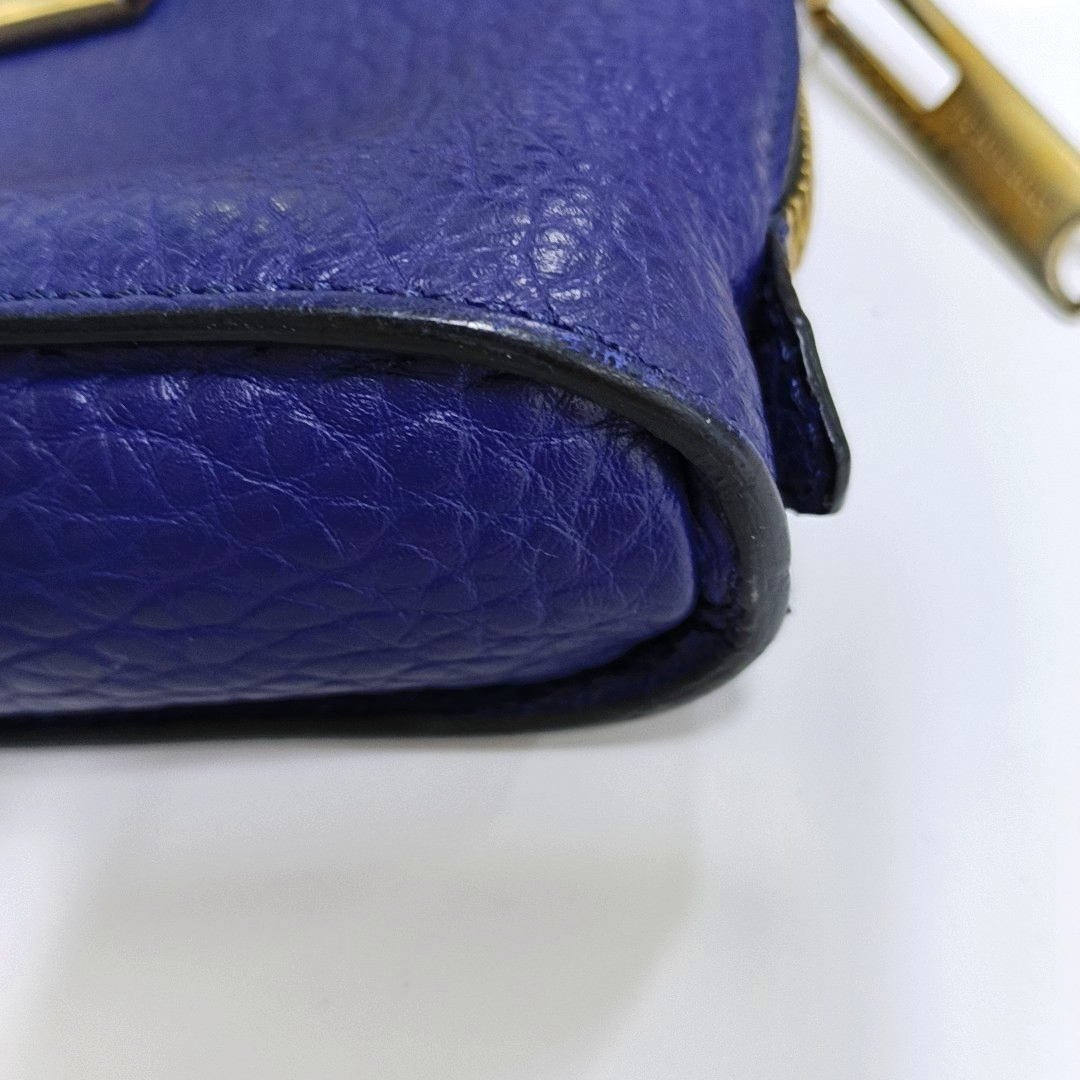 BURBERRY Harrogate Dark Blue Leather Crossbody Shoulder Bag Golden hardware Removable shoulder strap-(SKU)-942274360