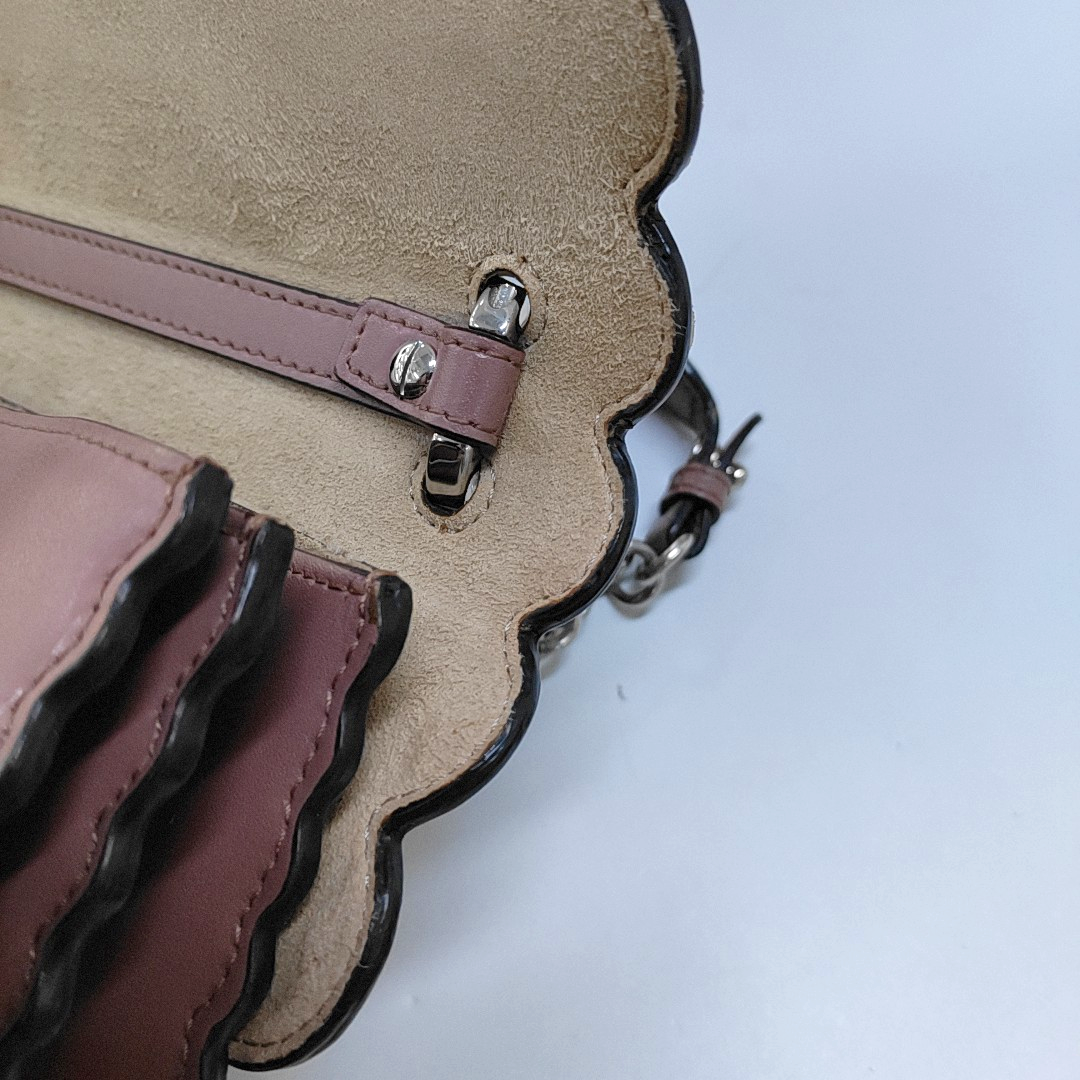FENDI Kan I Medium size Beige Cowhide Stud Crossbody Single Shoulder Handbag Tote Silver Green Hardware-(SKU)-955840718