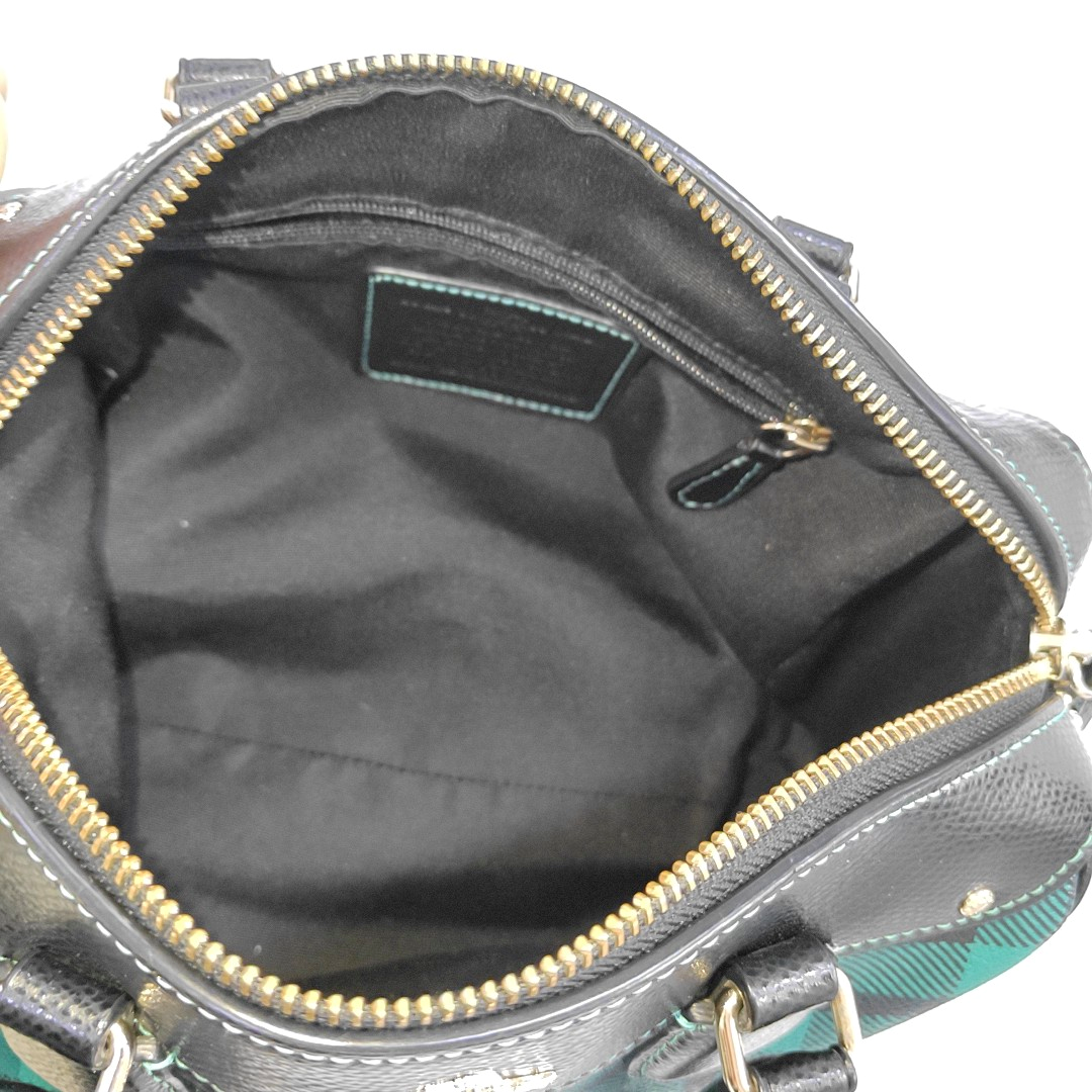 COACH BENNETT Medium size Green Coated Canvas Studs Shoulder Bag Crossbody Hobo Golden hardware Removable shoulder strap-(SKU)-942282221