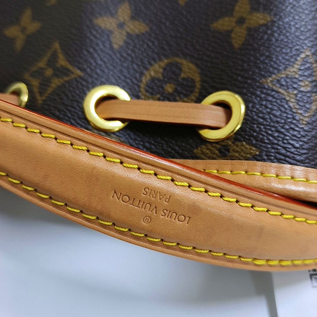 LOUIS VUITTON NOÉ Nano Brown Coated Canvas Monogram Vernis Bucket Bag Shoulder Bag Crossbody Handbag with 2 Detachable Straps-(SKU)-963381502
