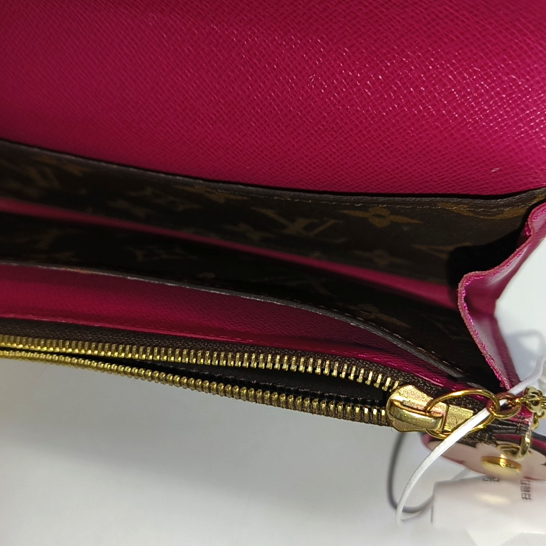 LOUIS VUITTON EMILIE Brown coated canvas vintage wallet Golden hardware-(SKU)-942991994