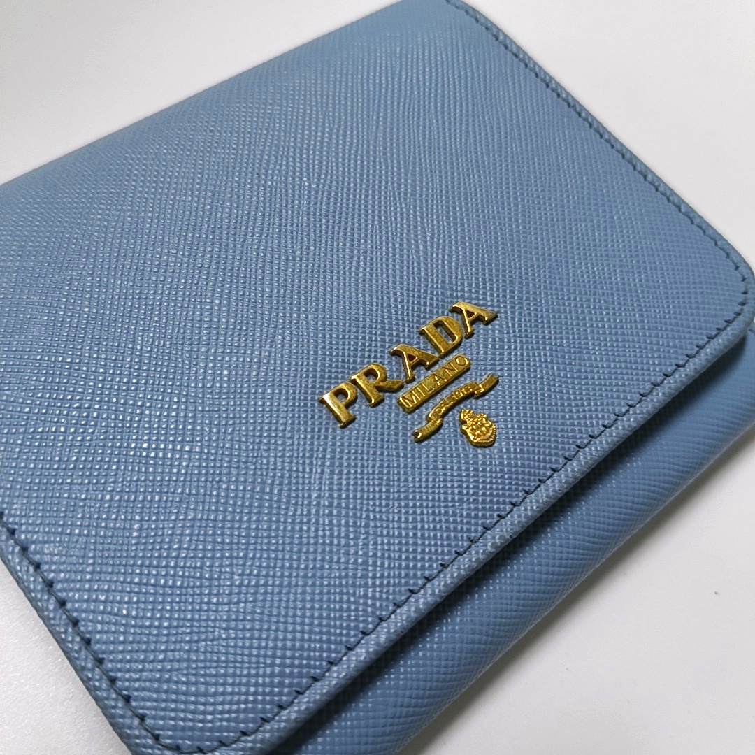 PRADA Small size Blue Leather Wallet-(SKU)-946563972