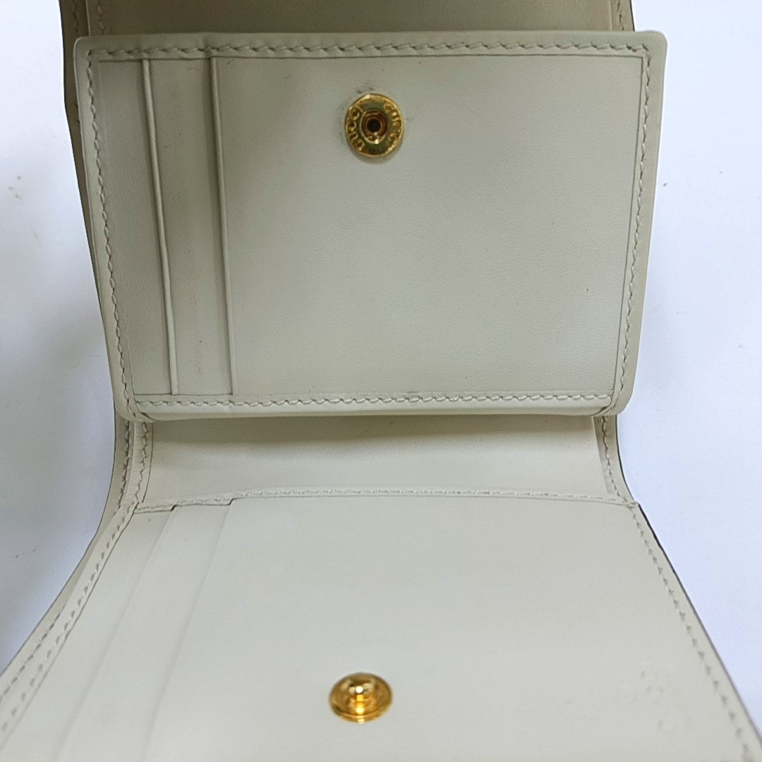 GUCCI Sylvie White Cowhide Striped Strap Serbian Wallet Golden hardware-(SKU)-954989846
