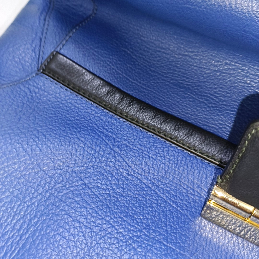 FURLA Blue cowhide single shoulder bag Golden hardware Removable shoulder strap-(SKU)-14420389
