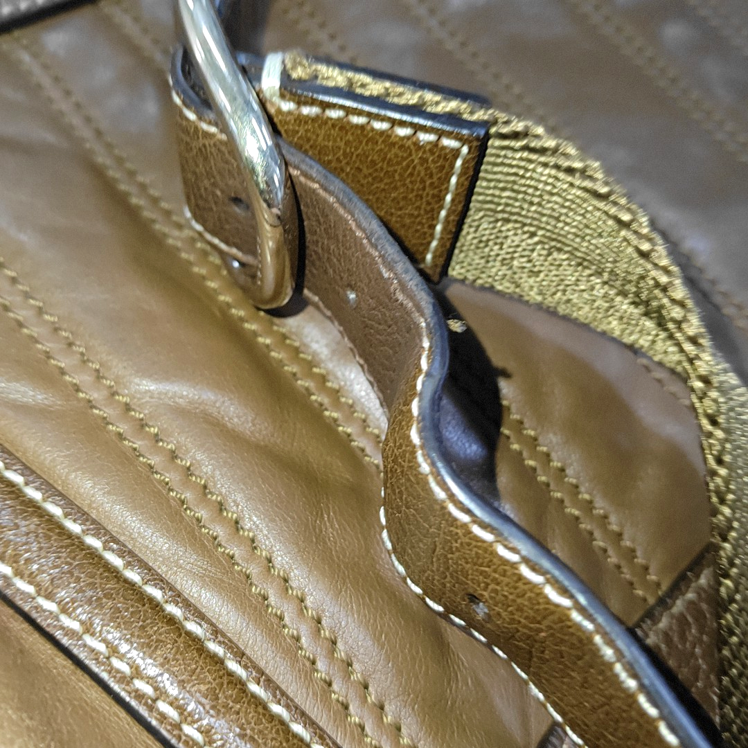 CELINE BOOGIE Brown Leather Quilted Single Shoulder Bag Crossbody Golden hardware-(SKU)-14448412