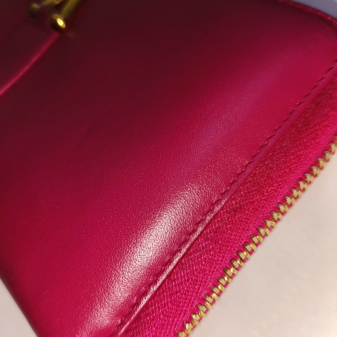 YSL Fuchsia Leather Wallet Golden hardware-(SKU)-935677489