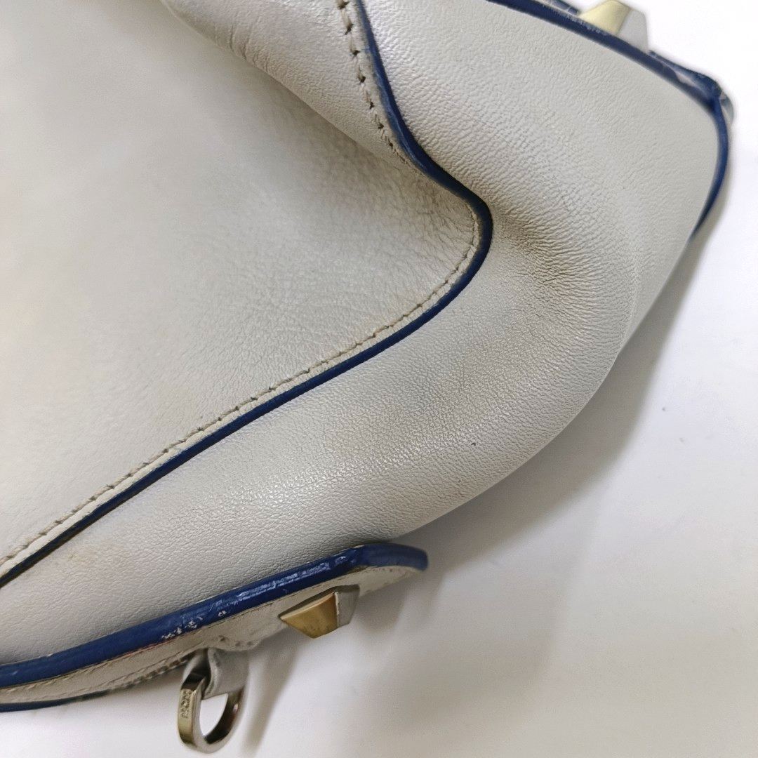 MCM ELLA Light Blue Leather Single Shoulder Bag Silver Hardware Removable shoulder strap-(SKU)-934712148