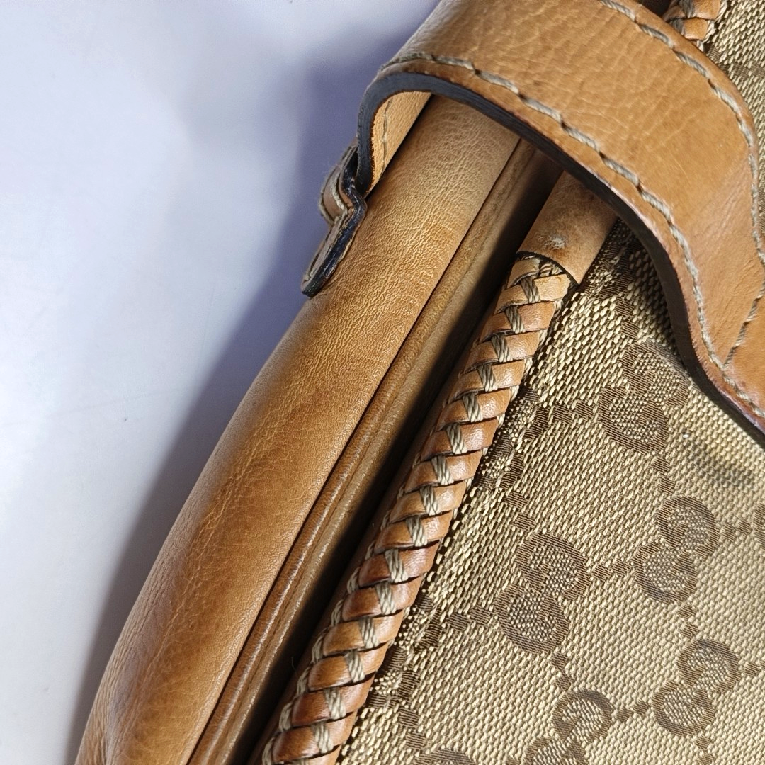 GUCCI Trunk Brown Canvas Monogrammed Crossbody Shoulder Bag Golden hardware-(SKU)-951960064