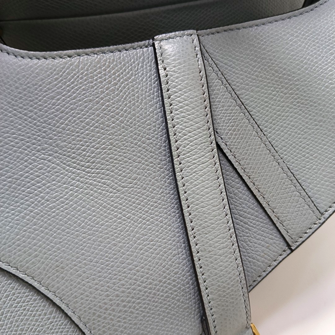 DIOR Saddle Mini Blue Calfskin Saddle Bag Shoulder Bag Golden Hardware Detachable Strap-(SKU)-951263637