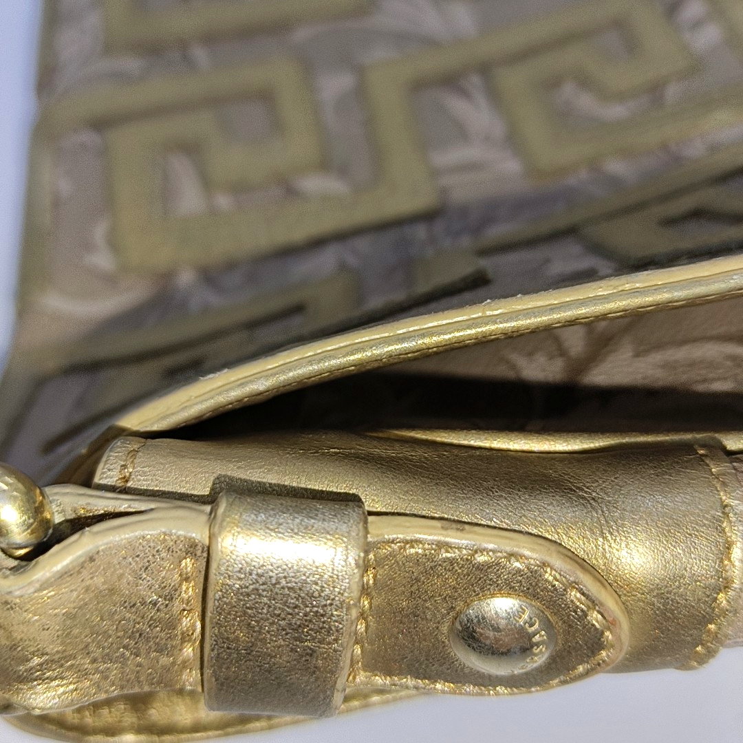 VERSACE Brown Coated Canvas Quilted Single Shoulder Bag Golden hardware-(SKU)-13724290