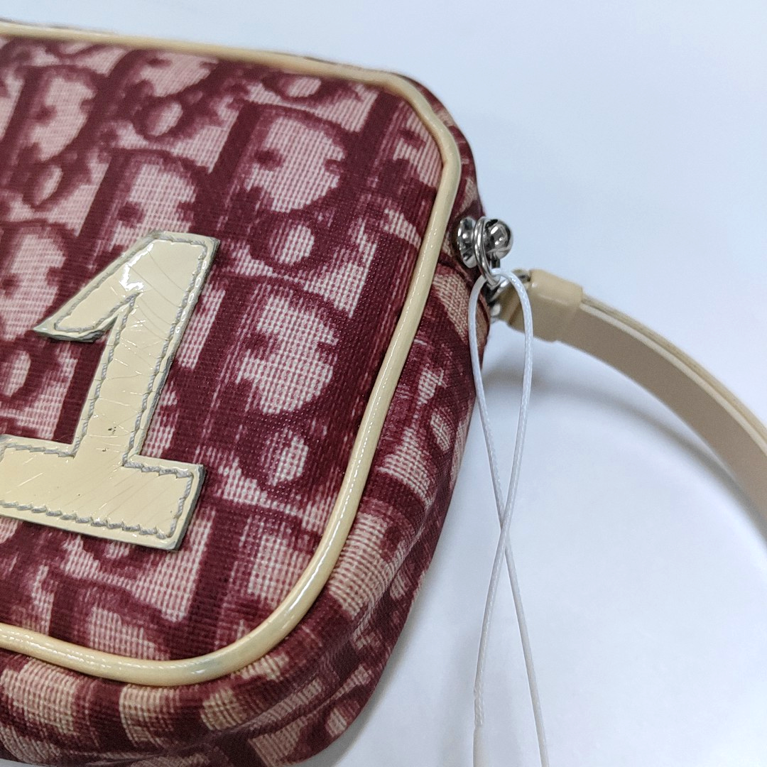 DIOR Camera Bag Burgundy Coated Canvas Monogrammed Handbag Handbag Golden Silver Hardware-(SKU)-959105471