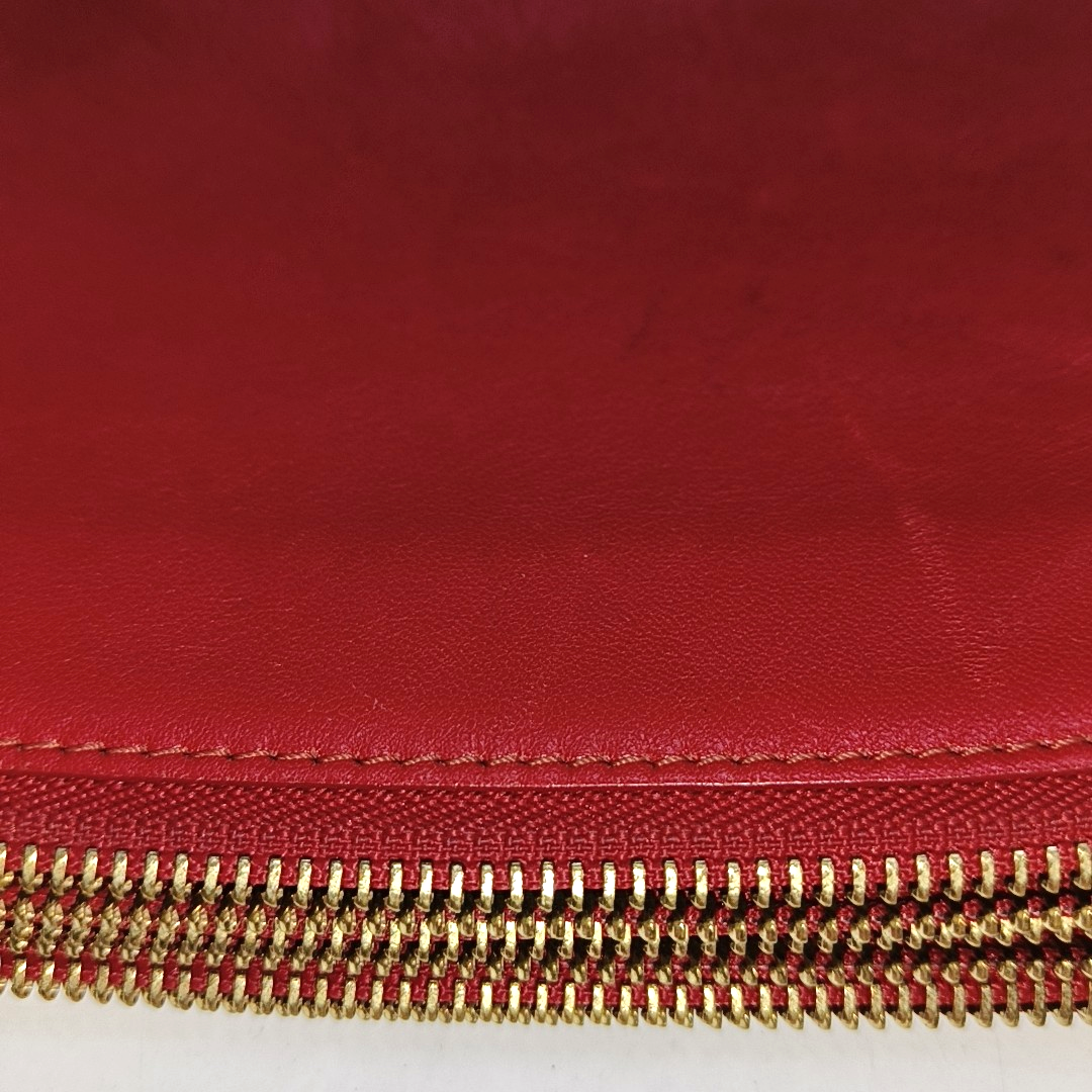 CELINE TRIO Small size Red Cowhide Crossbody Single Shoulder Bag Golden hardware Sub-bag-(SKU)-929979475