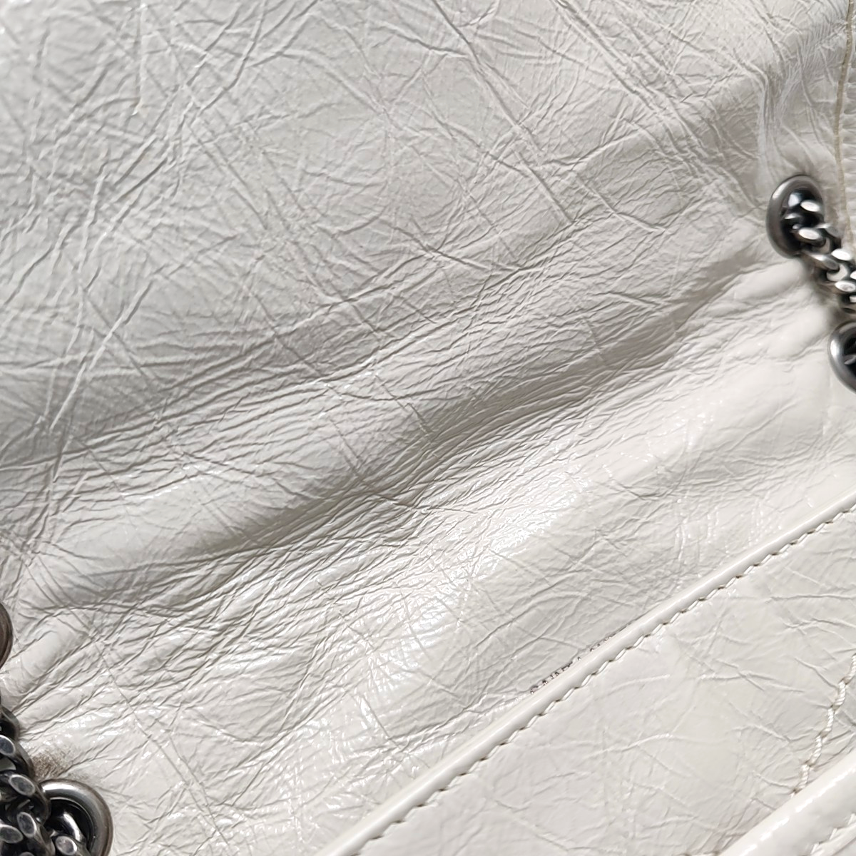 YSL NIKI Small White Calfskin Quilted V-Stripe Shoulder Bag and Crossbody with White Rhodium-Plated Hardware-(SKU)-953133079