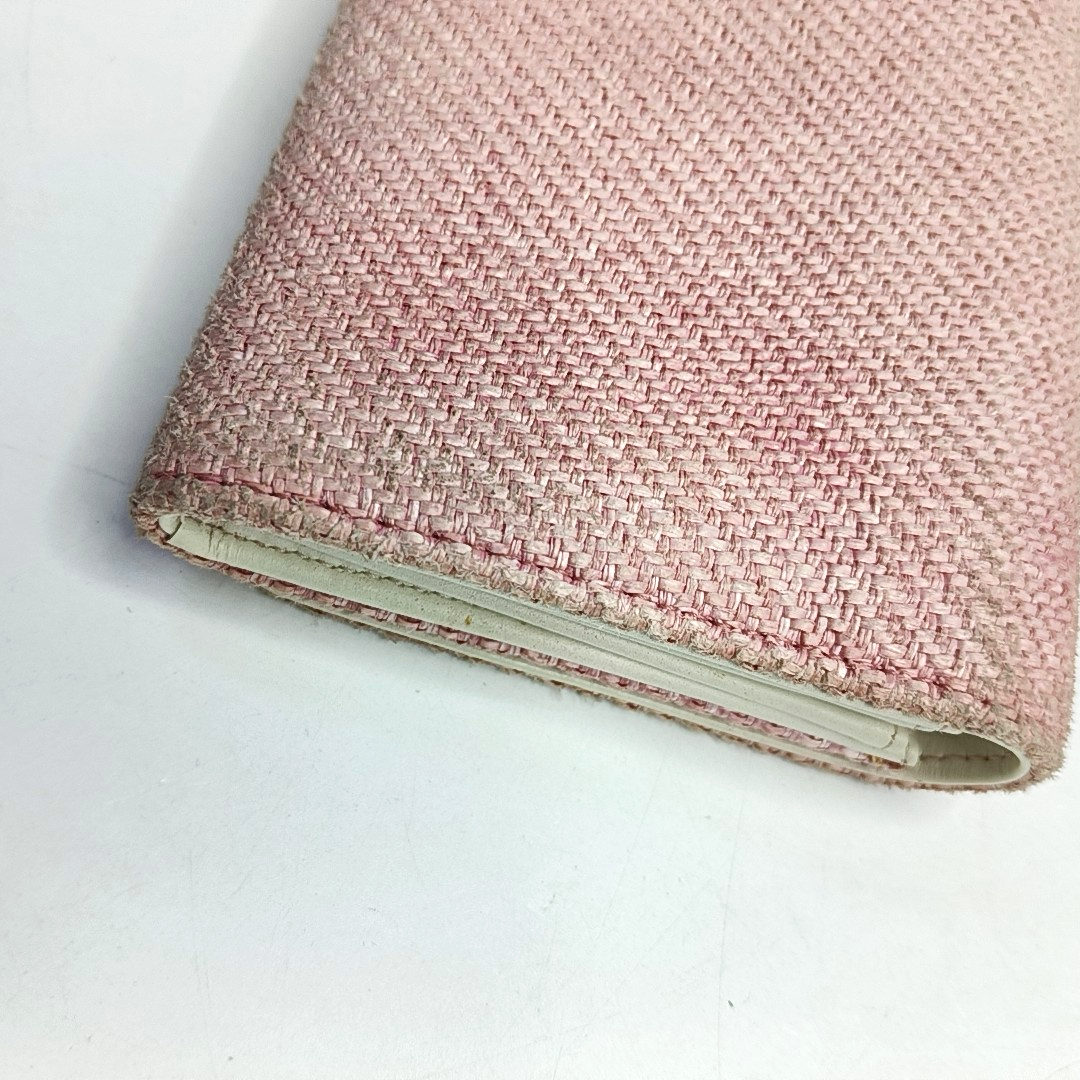 CHANEL DEAUVILLE Pink fabric wallet Silver Hardware 18nan-(SKU)-953641586