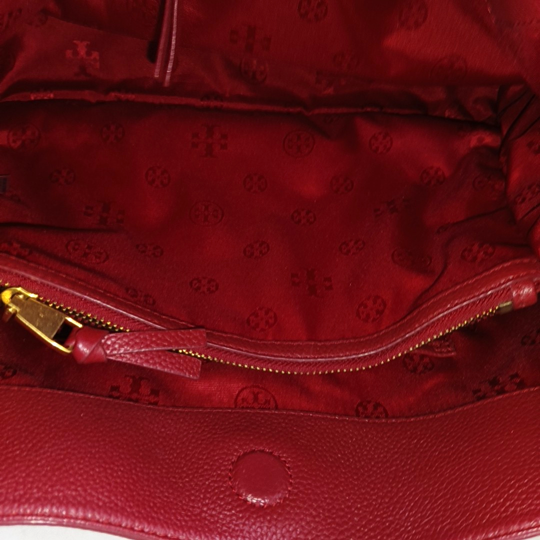 TORY BURCH Britten Red Cowhide Single Shoulder Bag Golden hardware-(SKU)-14400670