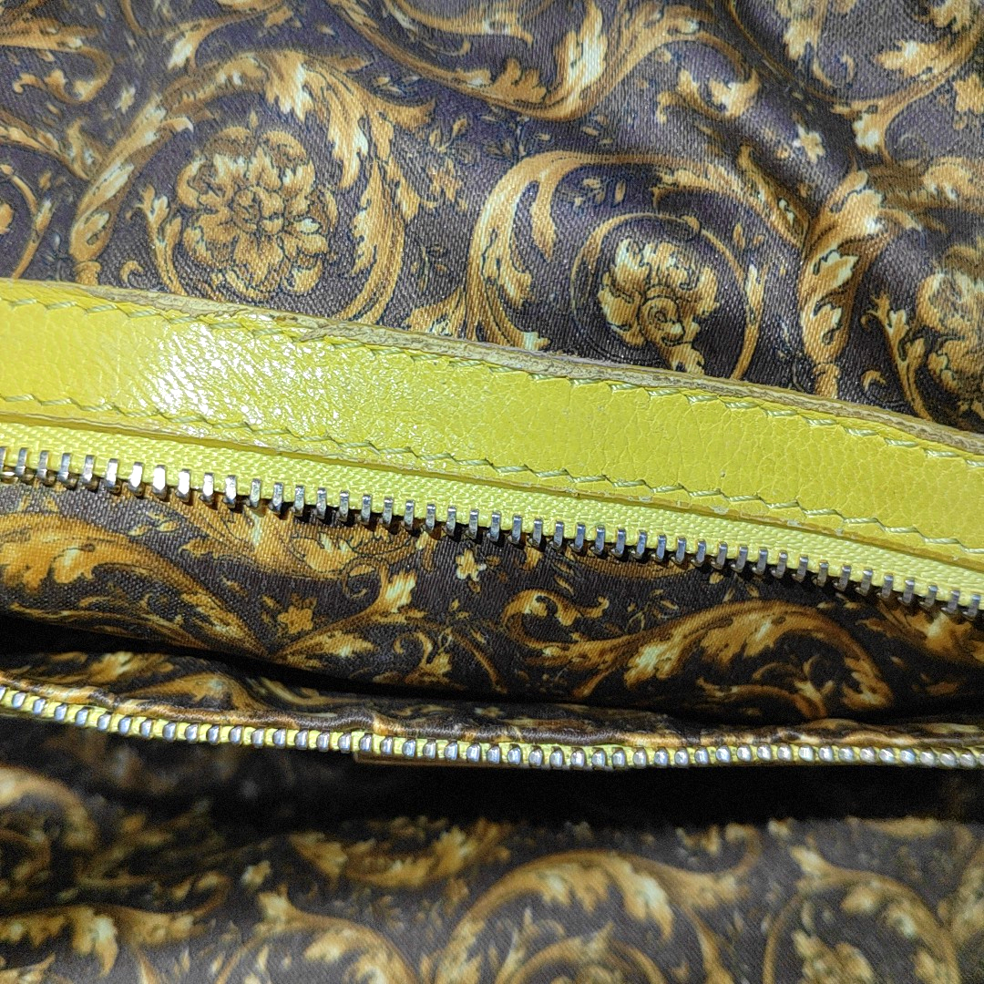 VERSACE Yellow Patent Leather Quilted Handbag Golden hardware-(SKU)-930265862