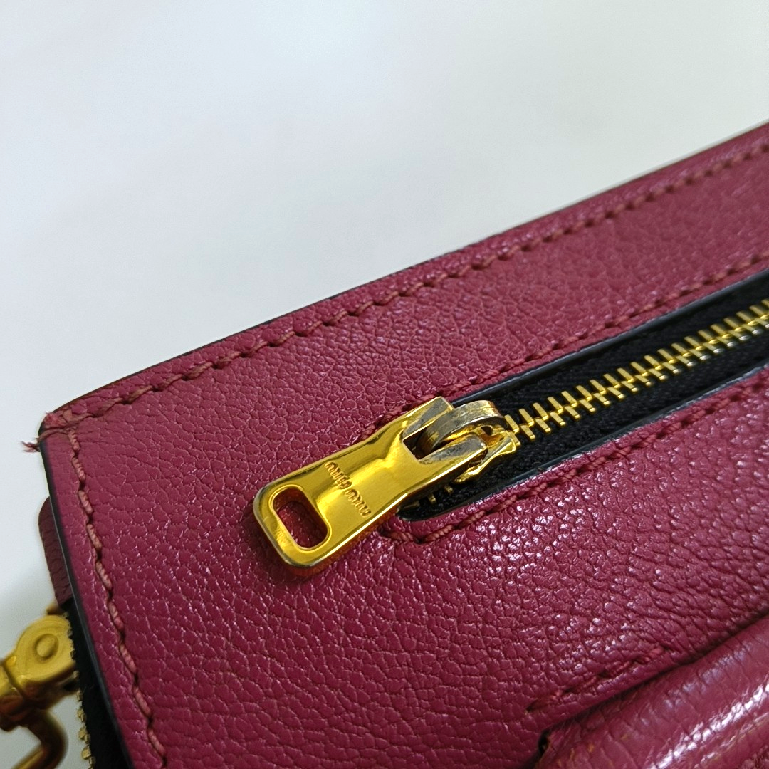 Miu Miu Pink Cowhide Single Shoulder Bag Golden hardware Removable shoulder strap-(SKU)-947216703
