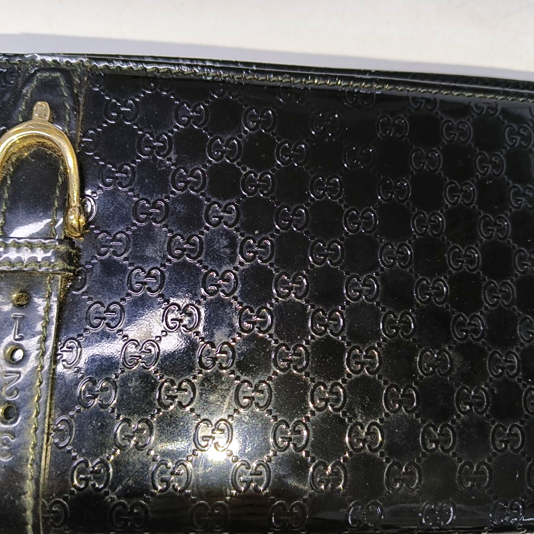 GUCCI Stirrup mini Black Cowhide Monogrammed Embossed Single Shoulder Bag Crossbody Golden hardware Removable shoulder strap-(SKU)-942760828