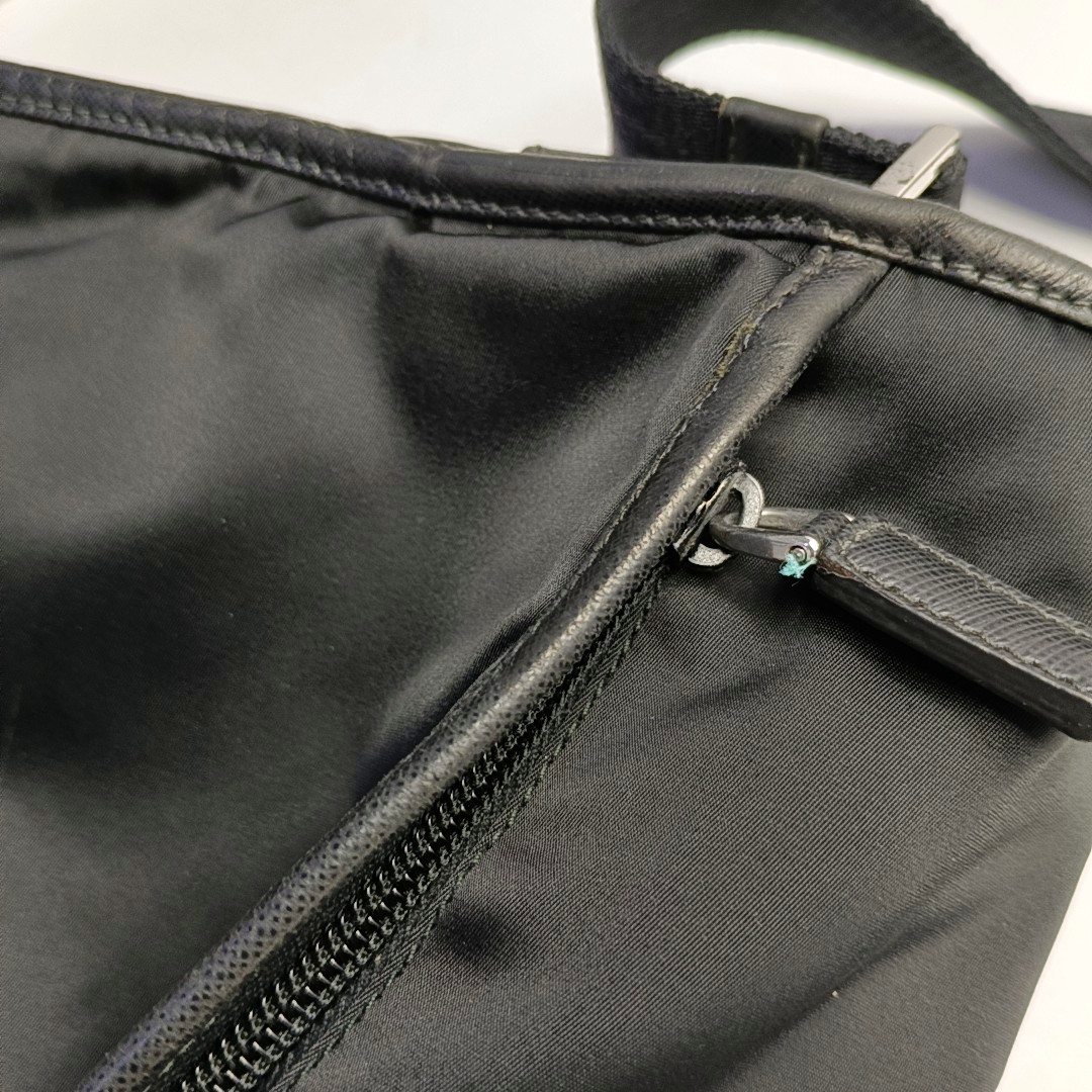 PRADA Black Nylon Single Shoulder Bag Crossbody Bag Silver Hardware-(SKU)-954414851