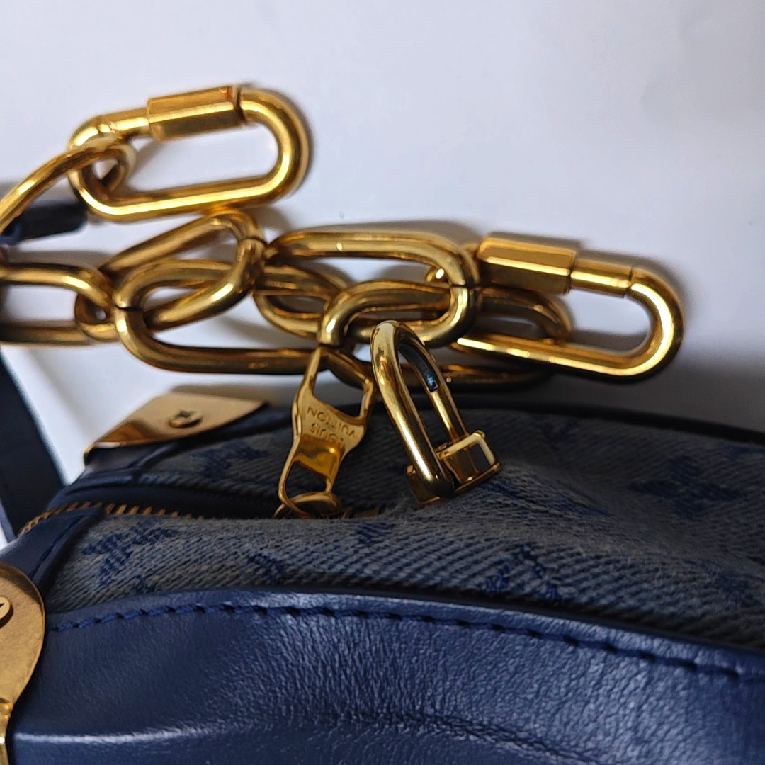 LOUIS VUITTON SOFT TRUNK Blue Denim Monogram Quilted Shoulder Bag, Handbag with Detachable Strap-(SKU)-954467210