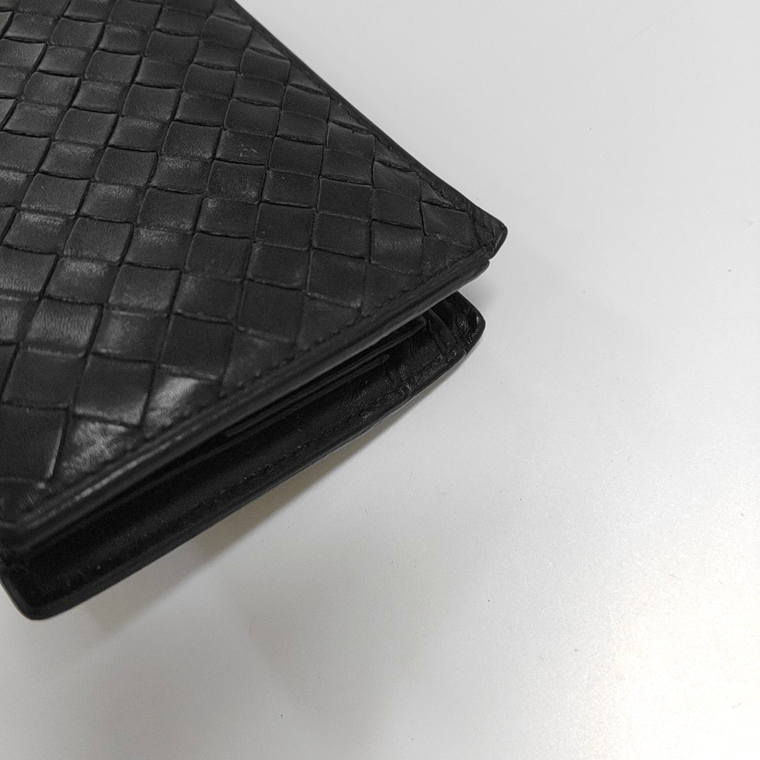 BOTTEGA VENETA Black Sheepskin Woven Wallet-(SKU)-955363008