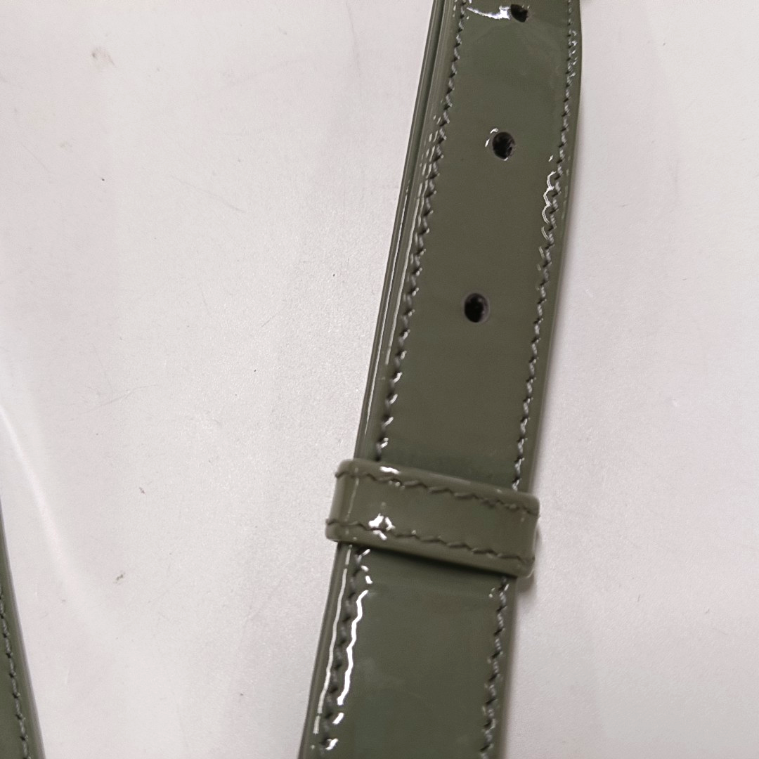 DIOR Lady Dior Small Blue Gray Patent Leather Quilted Grained Four Compartment Shoulder Bag Crossbody Bag Tote Bag Gold Hardware Removable Strap-(SKU)-957468214