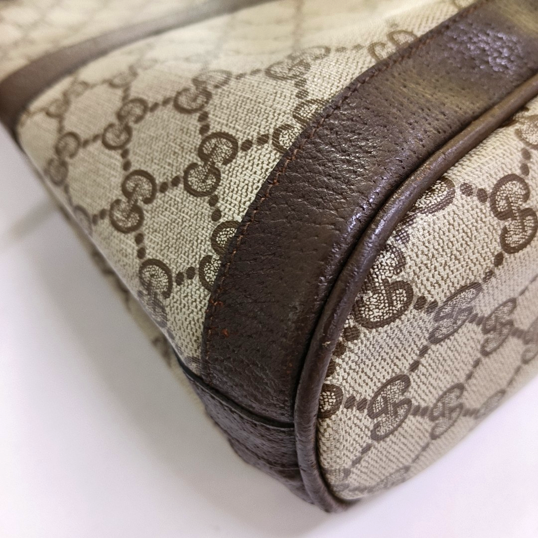 GUCCI Bucket bag Khaki Coated Canvas Monogrammed Single Shoulder Bag Golden Silver Hardware-(SKU)-958759769