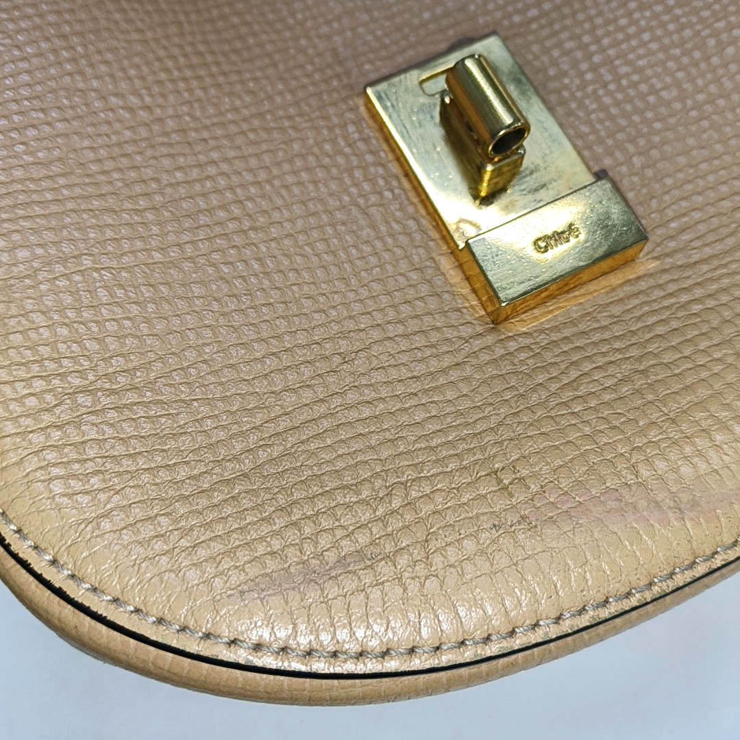 Chloé Drew mini Nude Pink Cowhide Piggy Bag Crossbody Bag Single Shoulder Bag Golden hardware-(SKU)-929848200