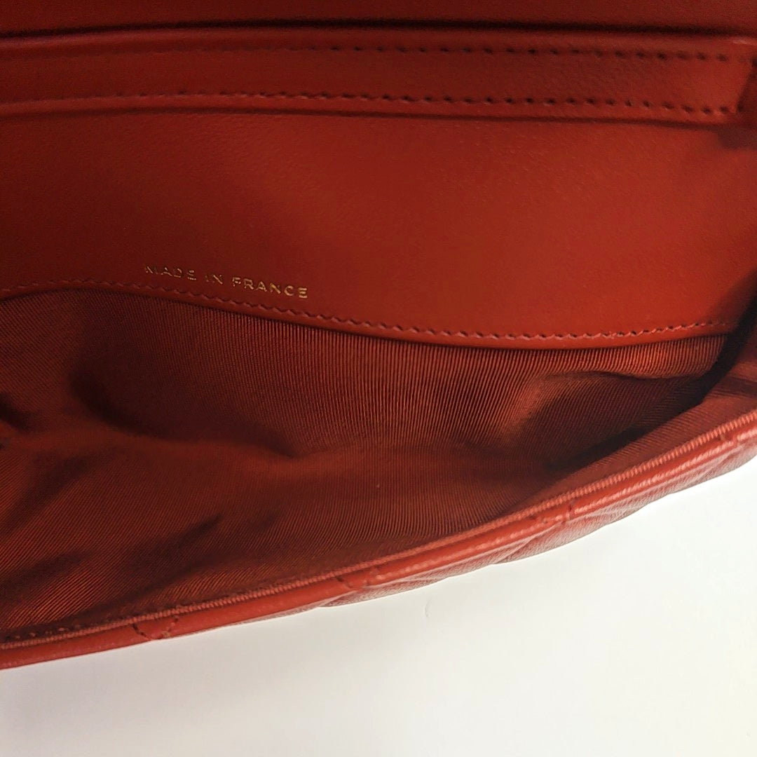 CHANEL CLASSIC FLAP Brick Red Lamb Skin Quilted Shoulder Bag Crossbody with Gold Hardware 31 Clasp-(SKU)-968214539