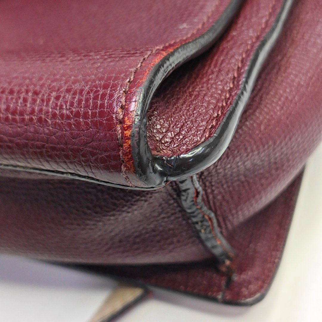 BURBERRY Macken Small size Burgundy Cowhide Single Shoulder Bag Crossbody Bag Silver Hardware Removable shoulder strap-(SKU)-947140810