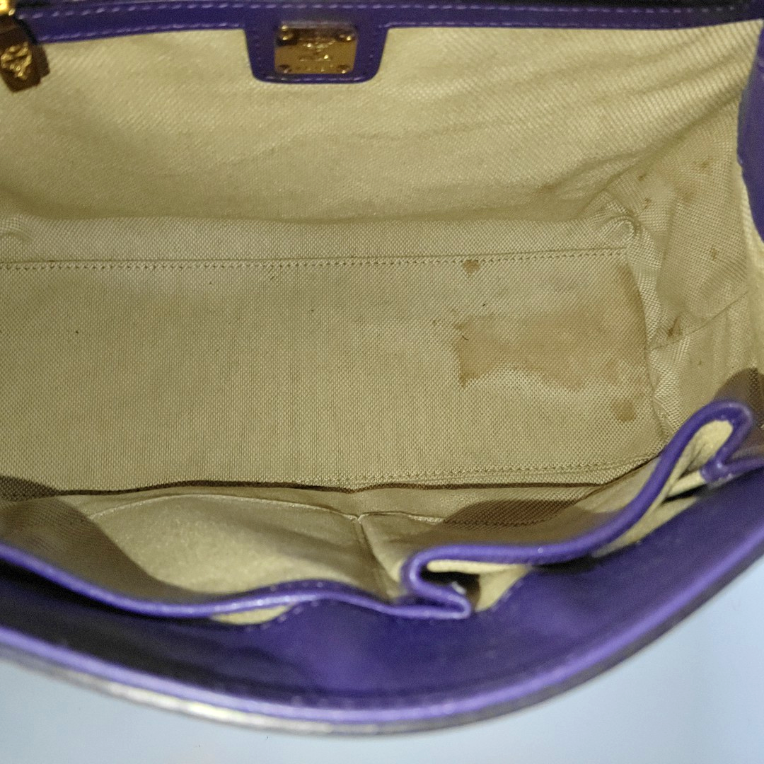 MCM Purple Leather Single Shoulder Bag Handbag Crossbody Bag Golden hardware Removable shoulder strap-(SKU)-14183353