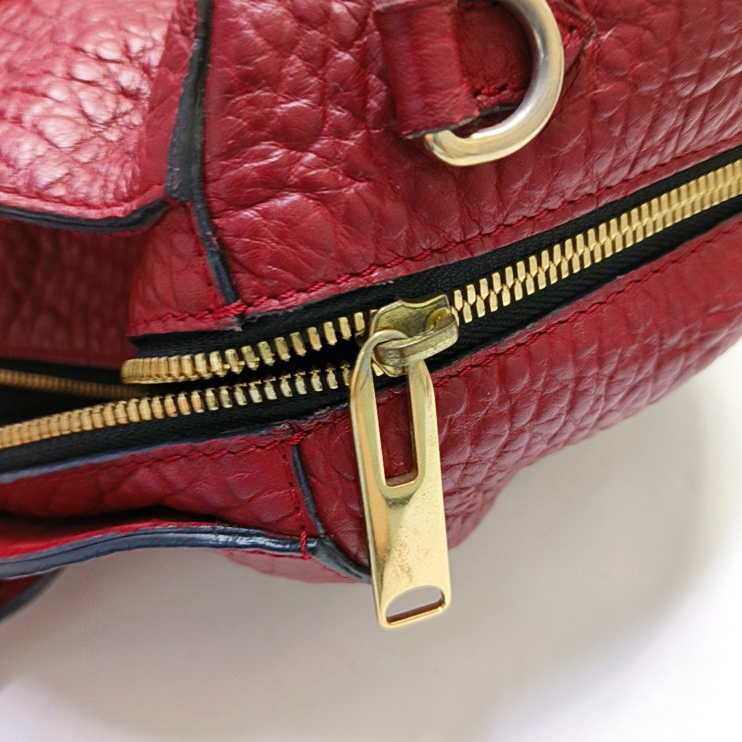 BURBERRY Red Cowhide Embossed Single Shoulder Bag Handbag Crossbody Golden hardware Removable shoulder strap-(SKU)-955432116