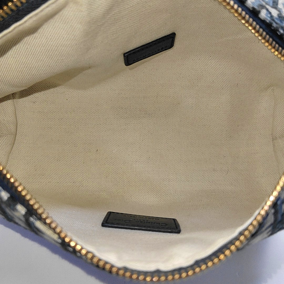 DIOR Diortravel Nomad Medium Grey Canvas Monogram Embroidered Crossbody Bag Tote Bag Golden Hardware-(SKU)-968688987