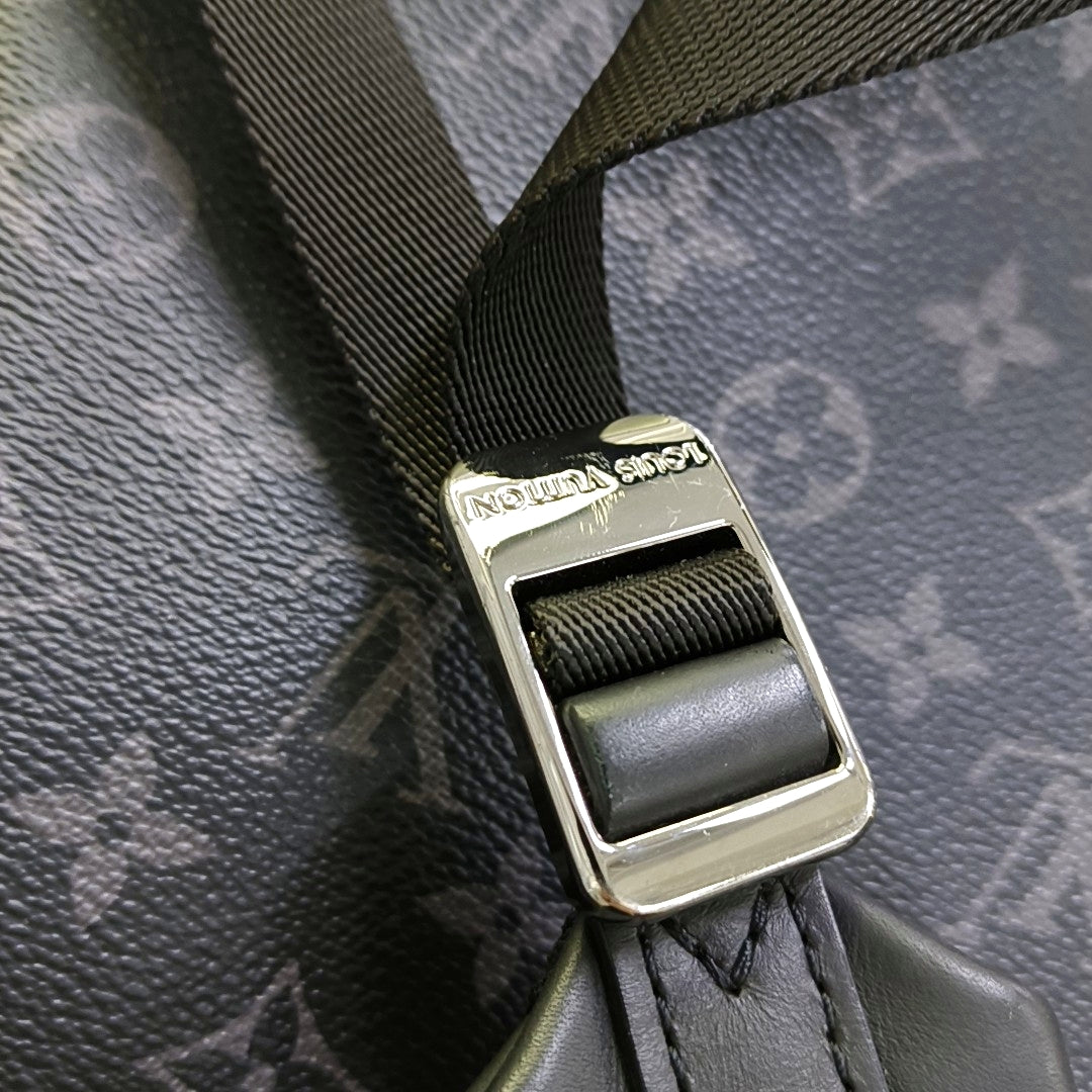 LOUIS VUITTON DISCOVERY Small Black Coated Canvas Monogram Black Samurai Backpack Tote Bag with Silver Hardware-(SKU)-967721864
