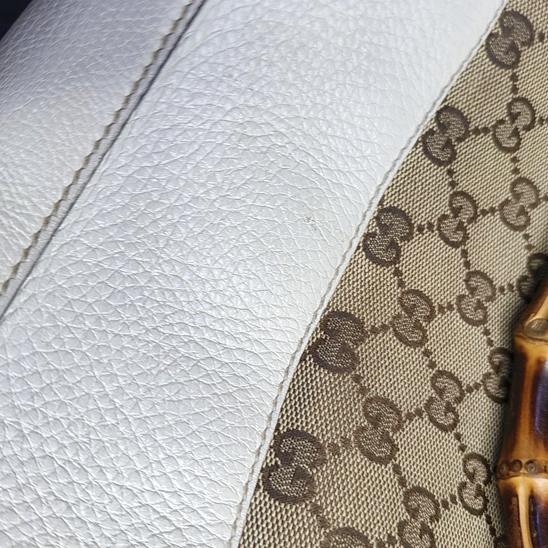 GUCCI Bamboo 1947 Brown canvas monogram bamboo bag handbag Golden hardware-(SKU)-957532877