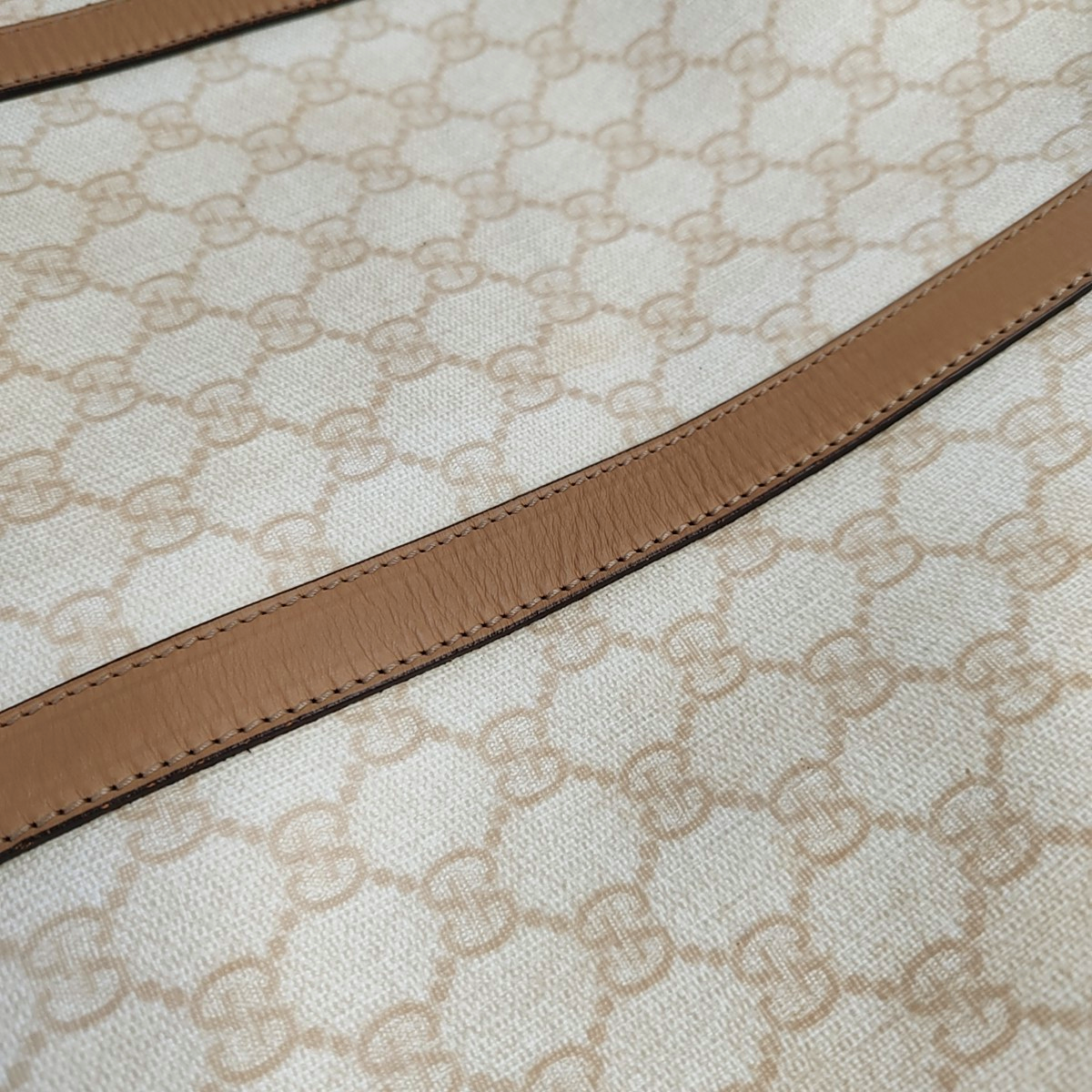 GUCCI Shima Tote Beige Coated Canvas Monogrammed Printed Single Shoulder Bag Handbag Golden hardware-(SKU)-947608449